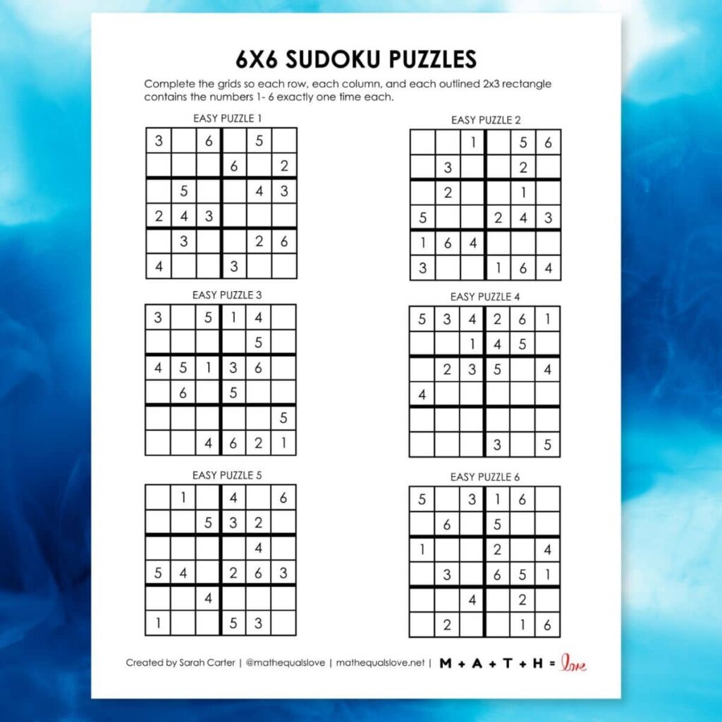 Free Printable Sudoku Worksheets