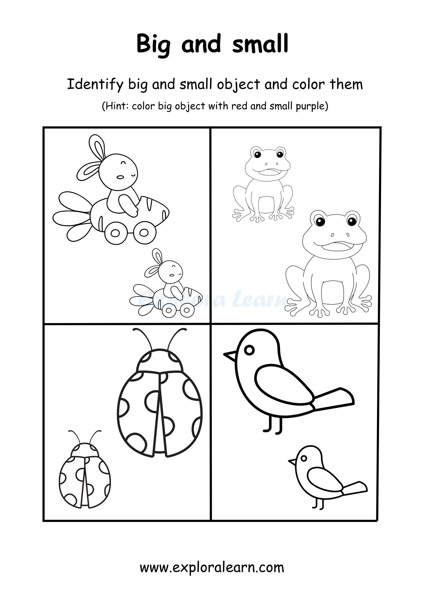 Big And Small Comparison Worksheets For Preschool And Kindergarten 2 To 6 Years Kids