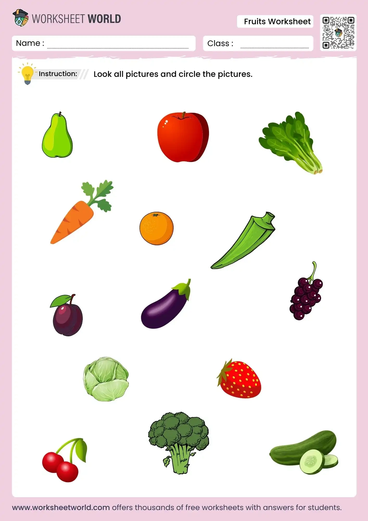 Circle The Fruits Worksheet For Nursery LKG And UKG Free Printable PDF Worksheet World