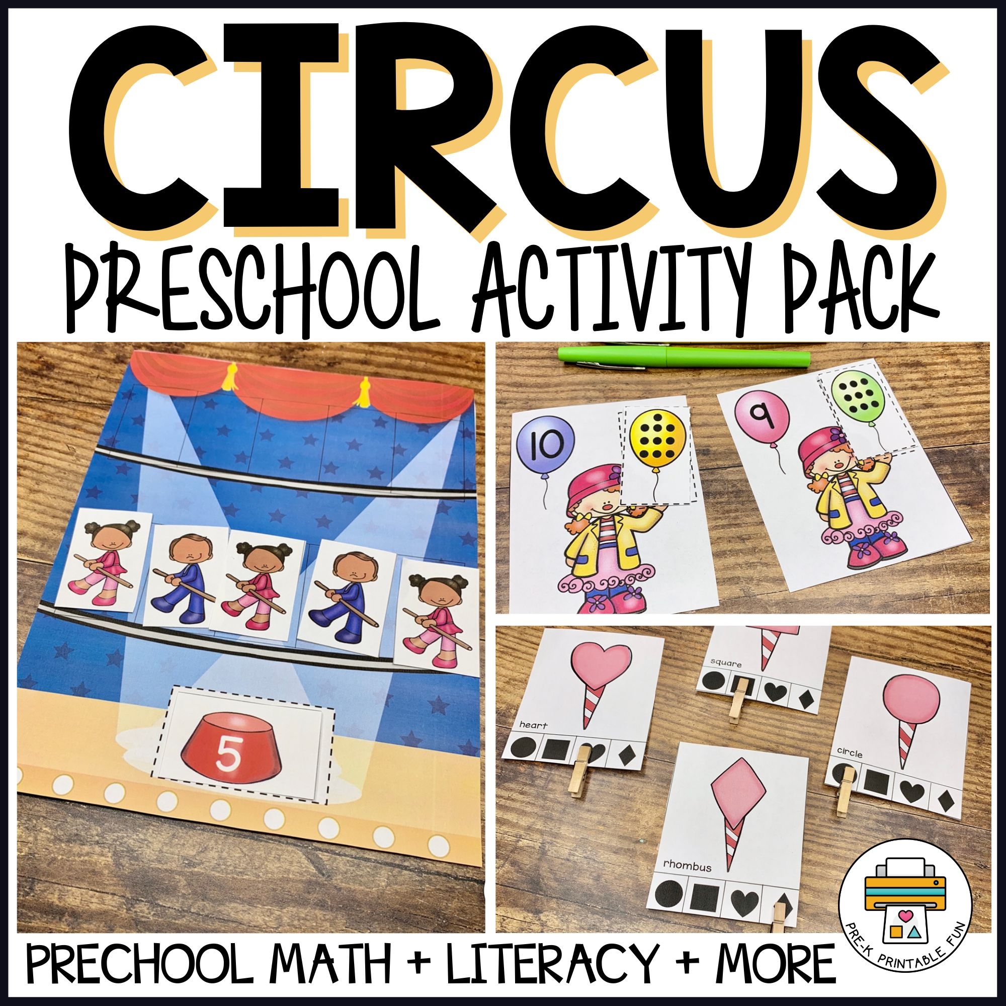 Preschool Circus Printable Activities