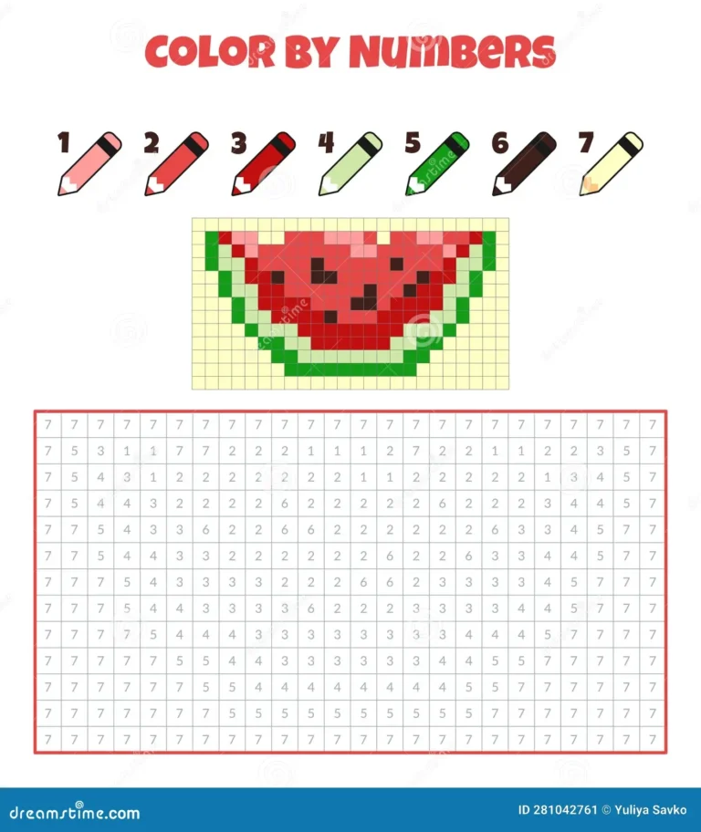 Color By Numbers Coloring Book For Kids Pixel Art Stock Vector 