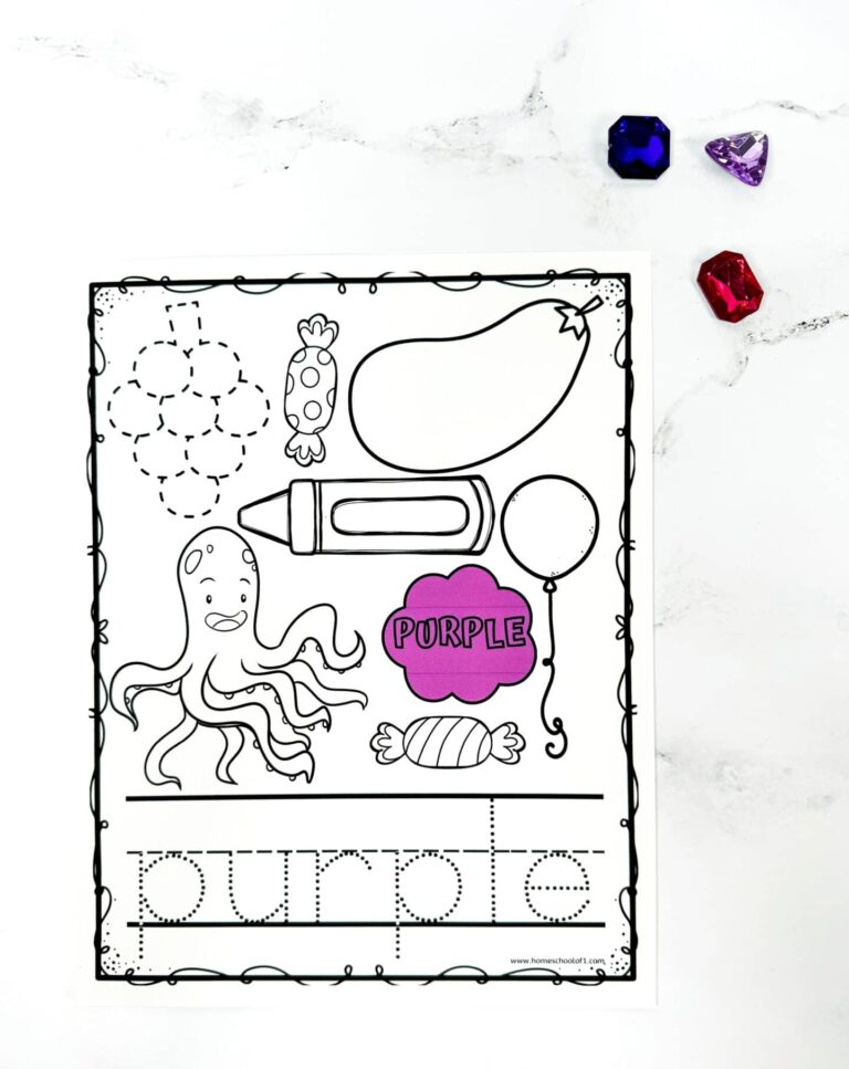 Color Purple Worksheet For Preschool Free Printable 