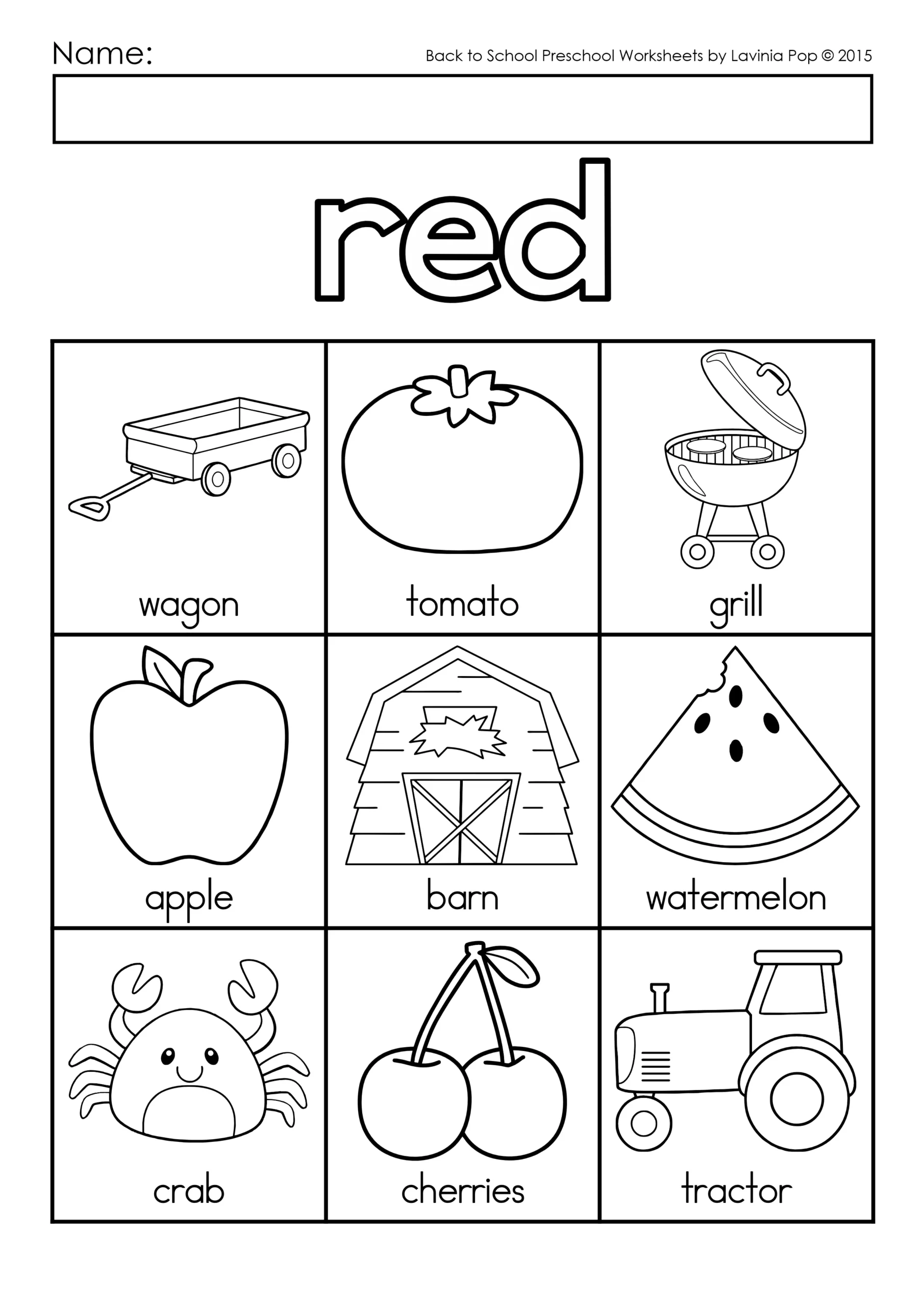 Colors Coloring Pages Preschool Kindergarten