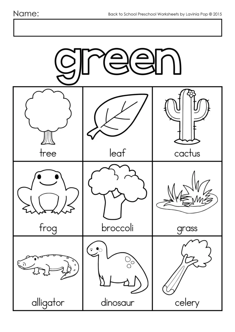 Colors Coloring Pages Preschool Kindergarten
