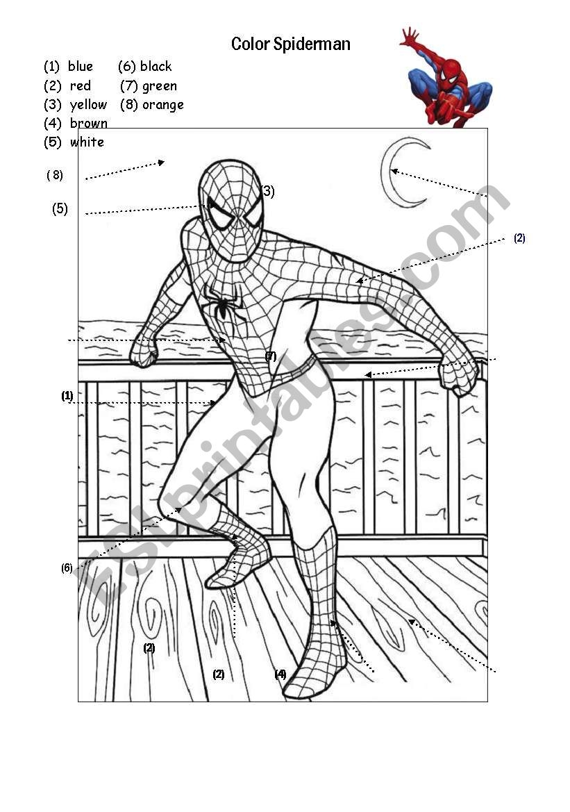 Colors Spiderman ESL Worksheet By Im Lety