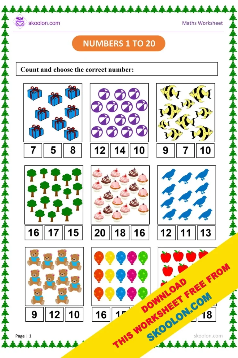 Count And Match Numbers 1 To 20 Worksheet For KG Skoolon