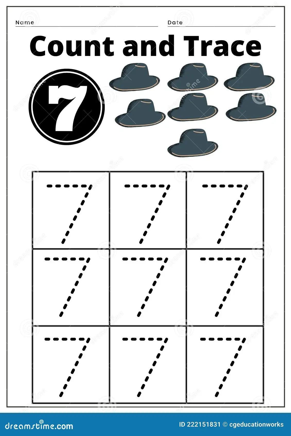 Count And Trace 7 Stock Vector Illustration Of Tracing 222151831