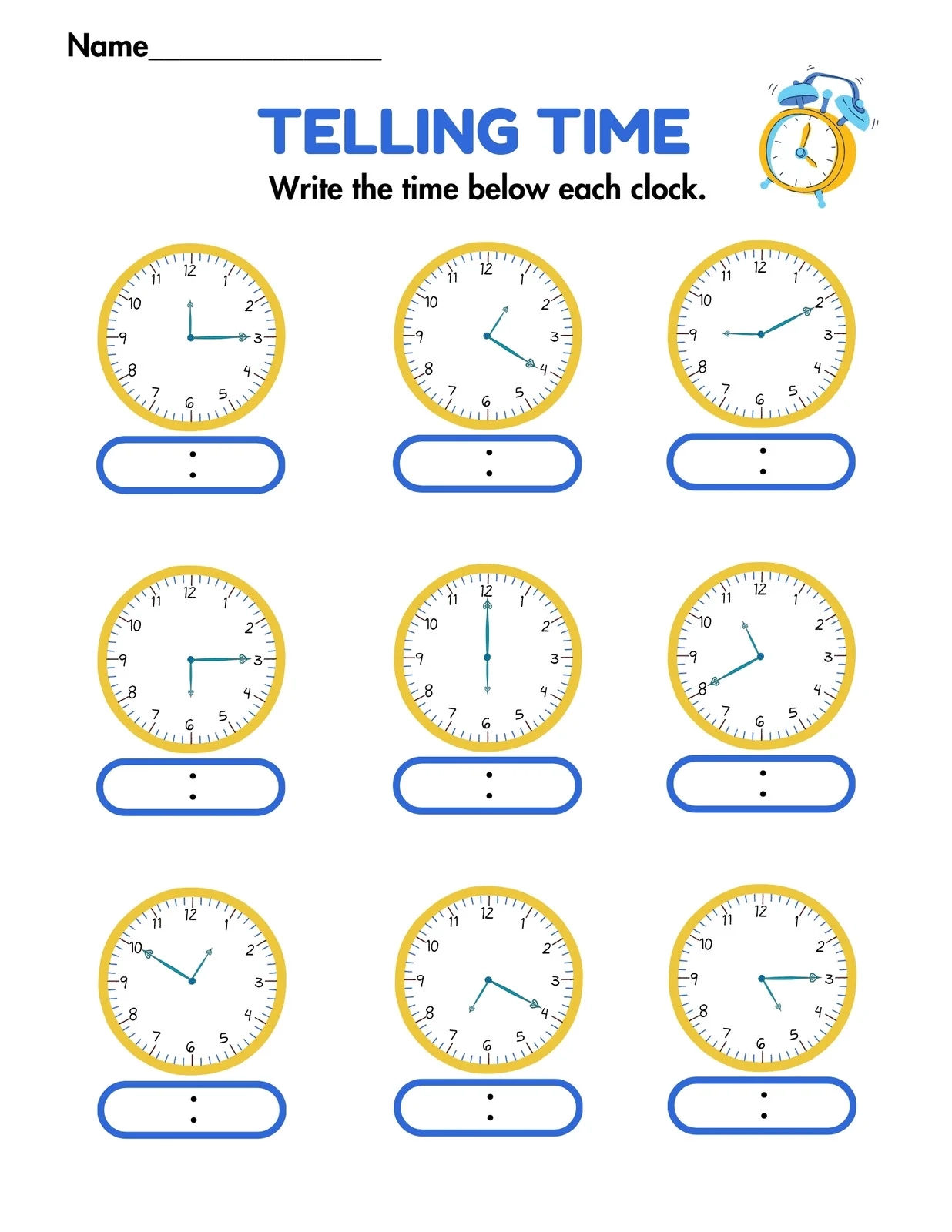 Customize 57 Telling Time Worksheets Templates Online Canva