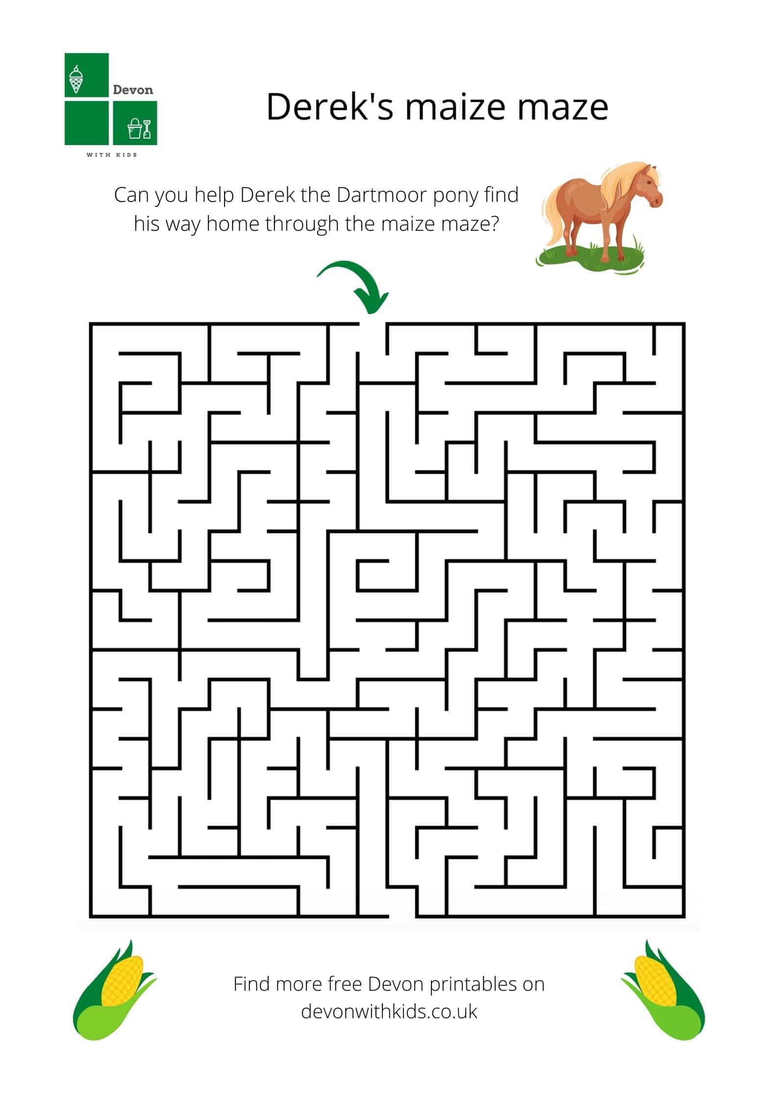 Derek s Maize Maze Activity Sheet Devon With Kids