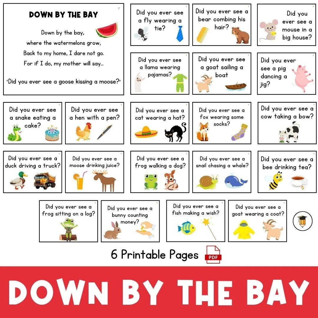 Down By The Bay Song Song Cards Kindergarten Songs Preschool 