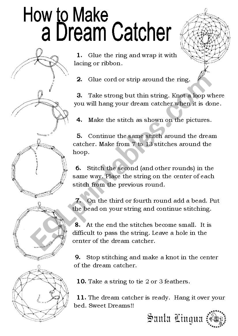 Dream Catcher ESL Worksheet By BlackDoorMan