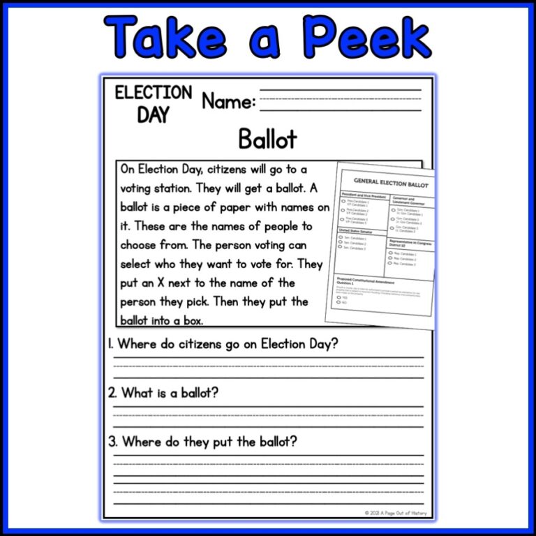 Election Day Holidays Reading Comprehension Passages K 2