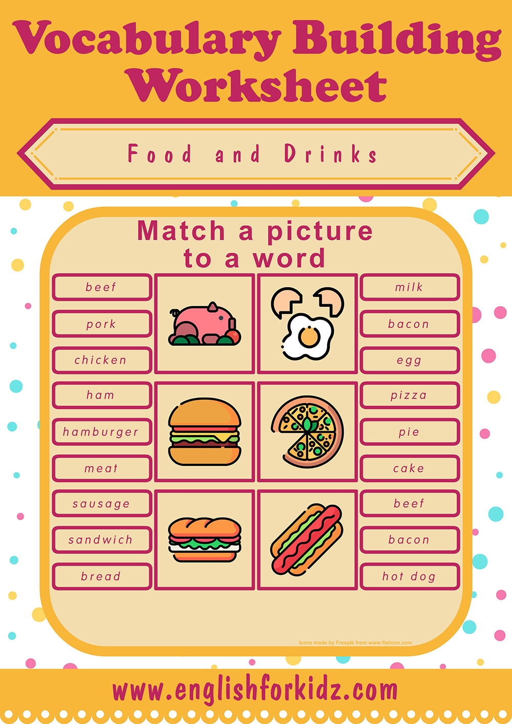 Free Printable Picture Word Matching Worksheets