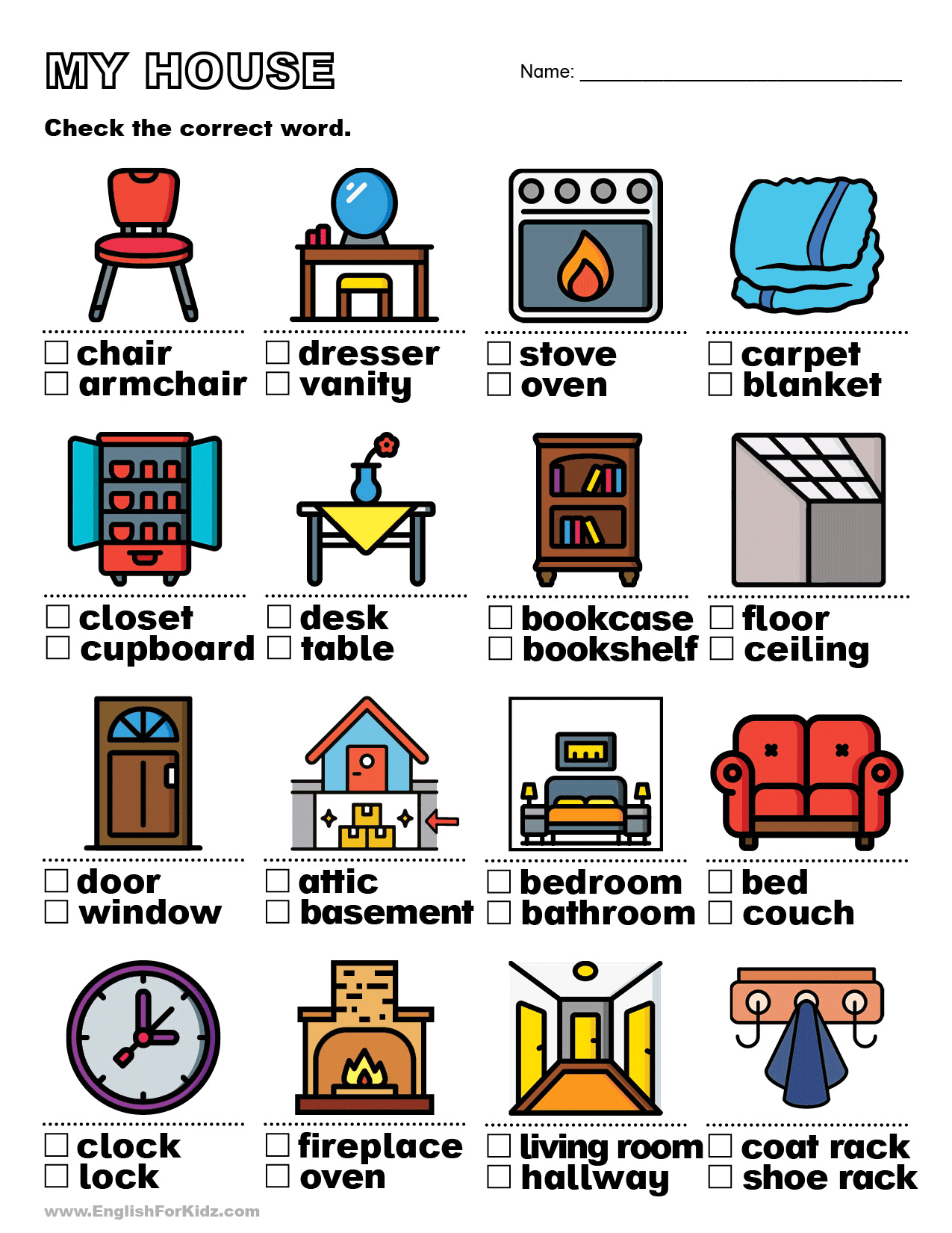 House Word Worksheets Printables