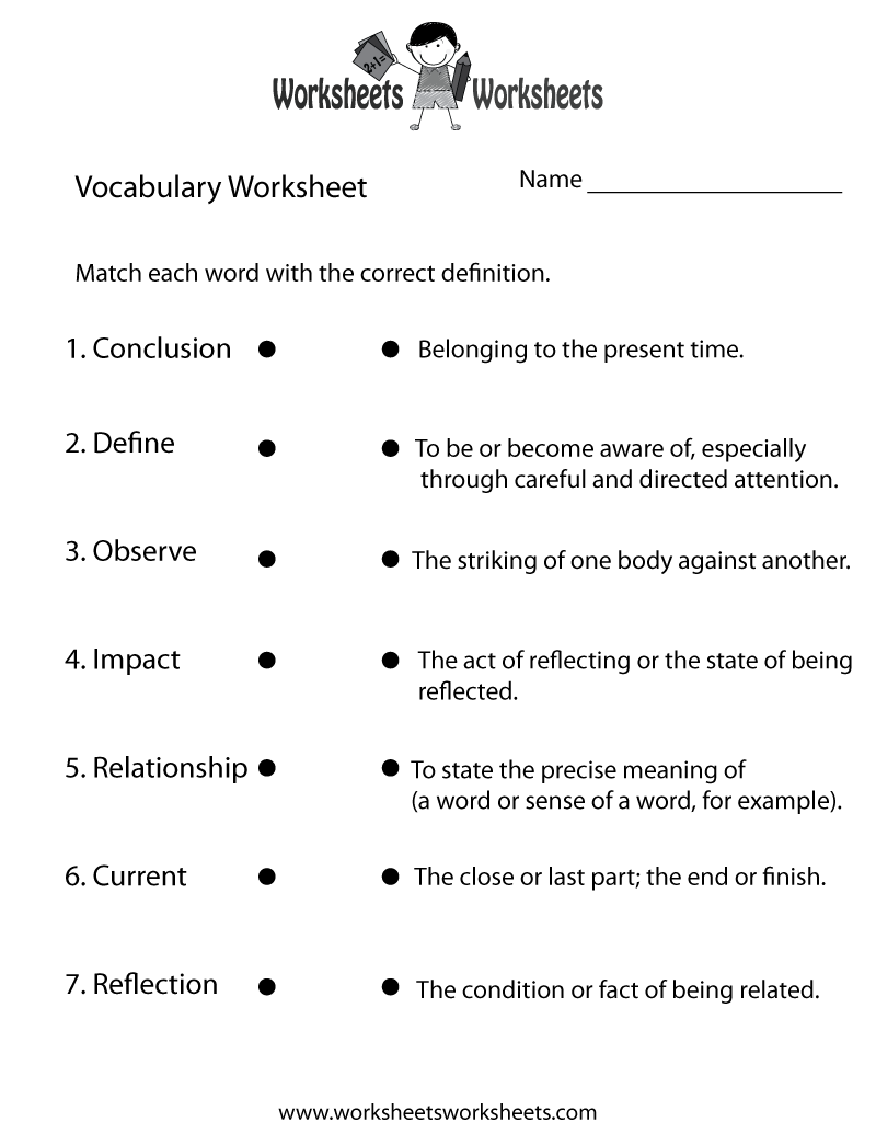 Free Printable 11th Grade Vocabulary Worksheets
