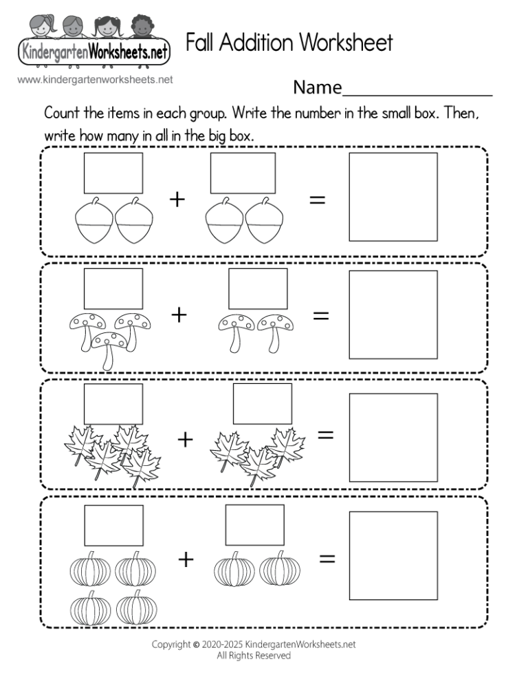 Fall Addition Worksheet Free Printable Digital U0026 PDF