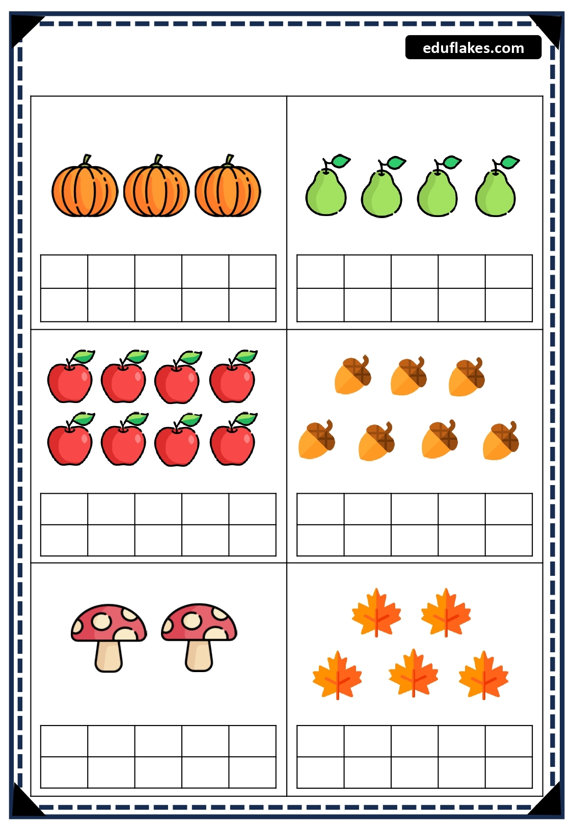 Fall Kindergarten Addition Worksheets Free PDF Eduflakes