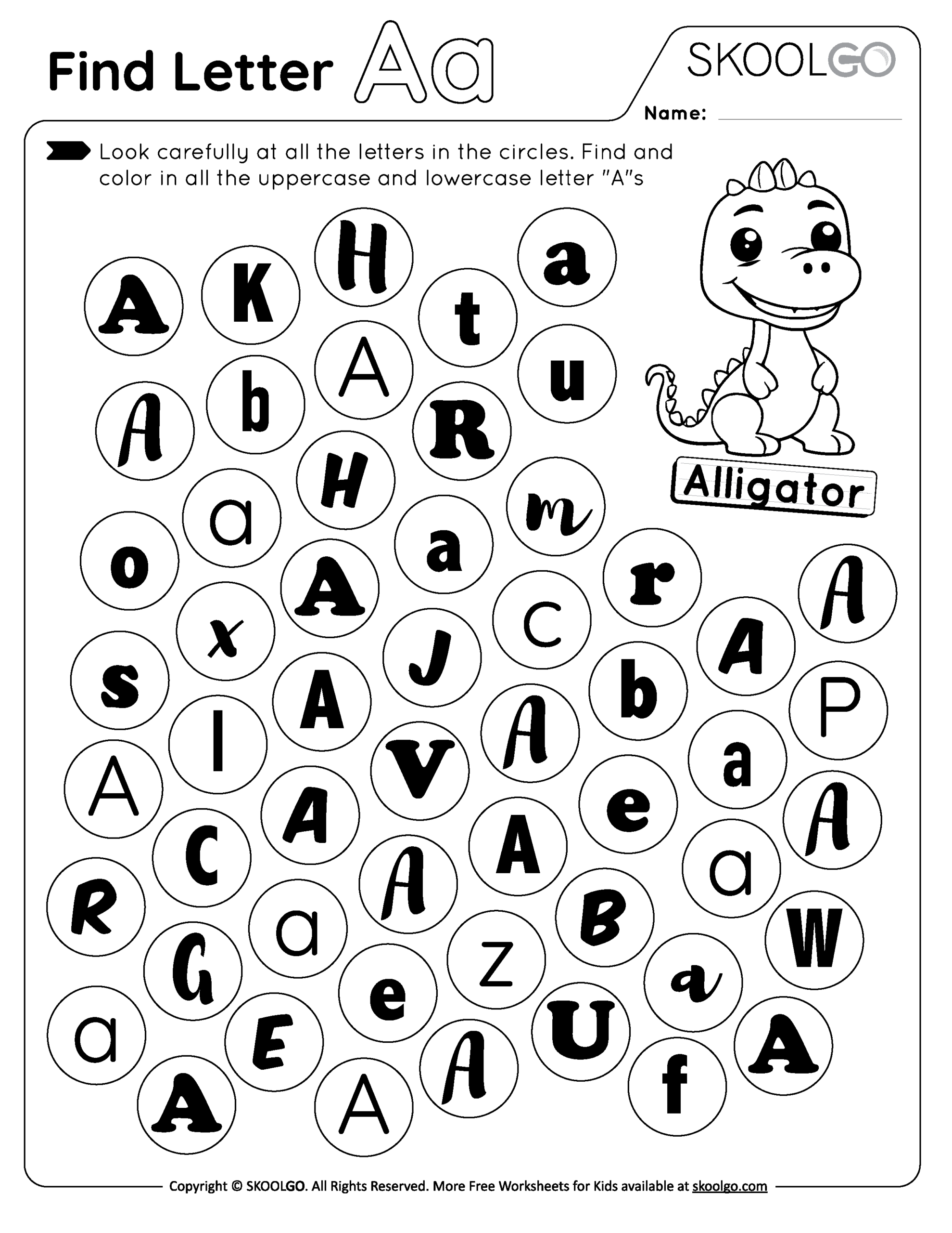 Find Letter A Free Worksheet For Kids SKOOLGO Worksheets Library