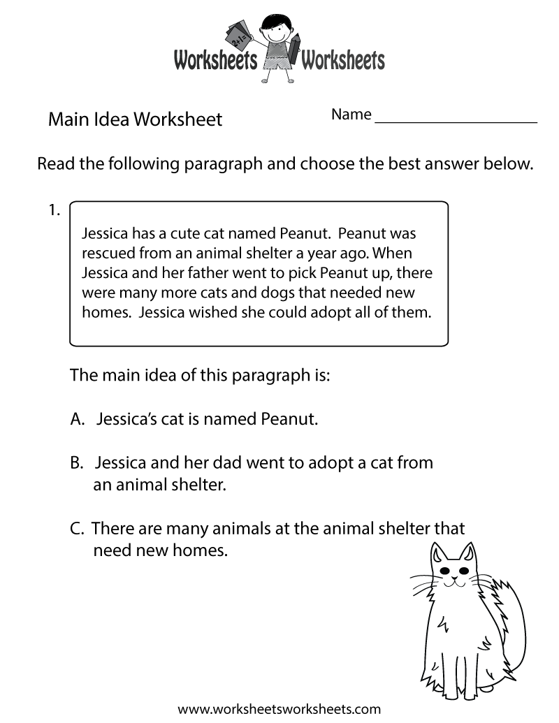 Free Main Idea Worksheets 1st Grade