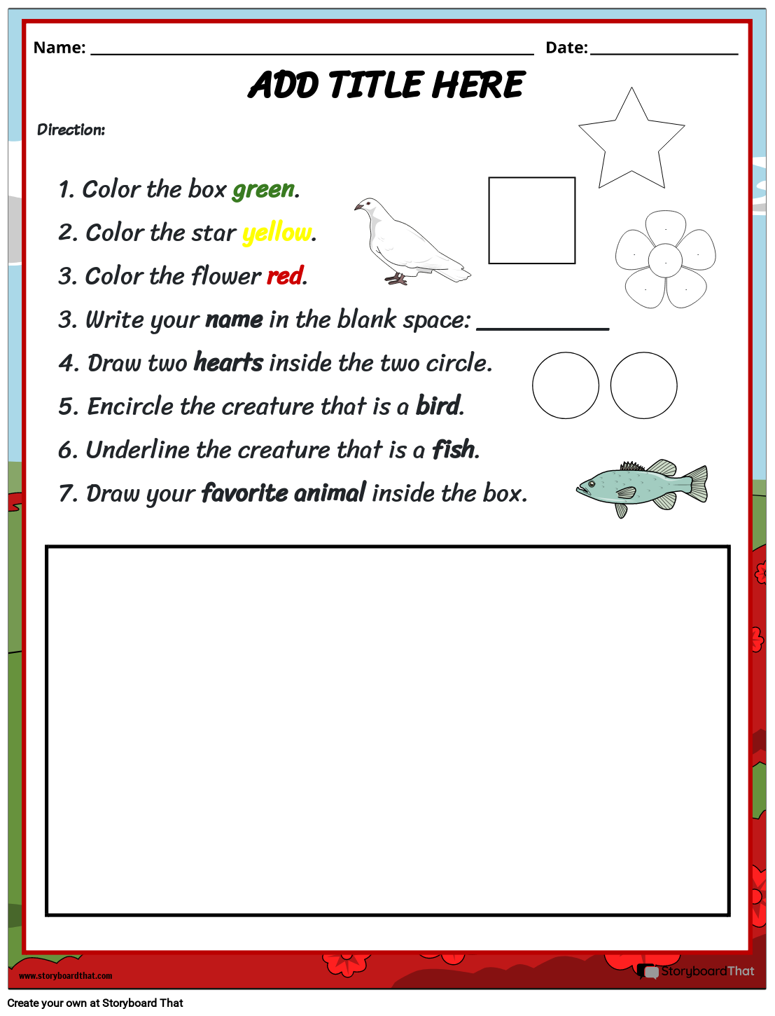 Printable Following Directions Worksheet Middle School