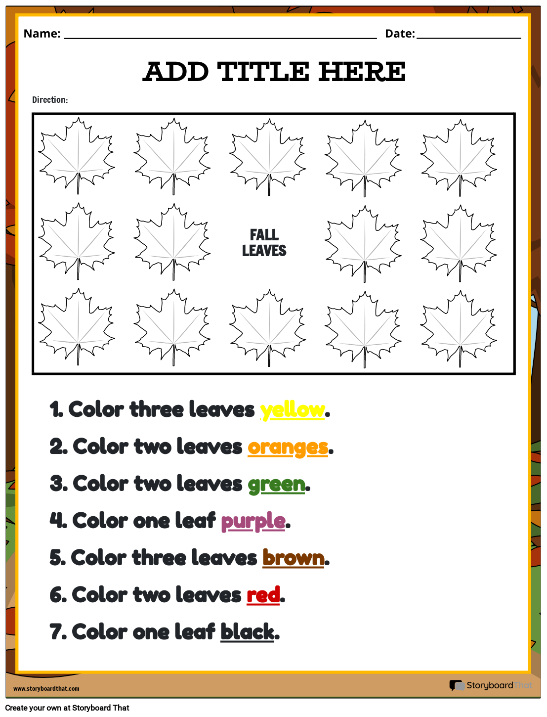 Following Directions Worksheets Storyboard That