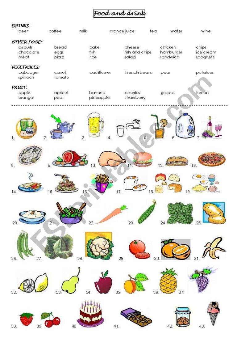Food ESL Worksheet By Sldp