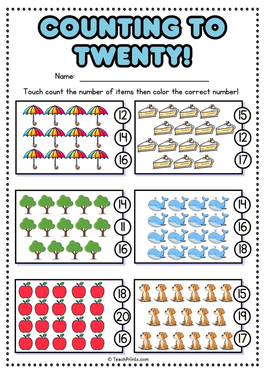 Number Worksheets 1 20 For Preschool