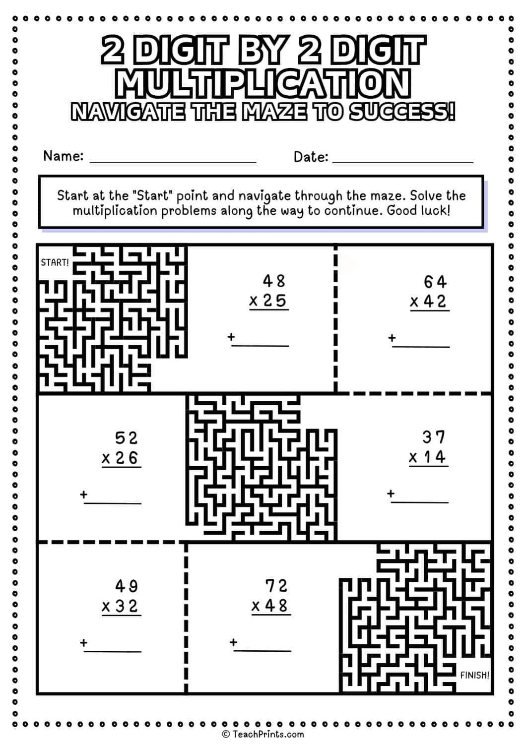 Free 2 Digit By 2 Digit Multiplication Worksheets Teach Prints