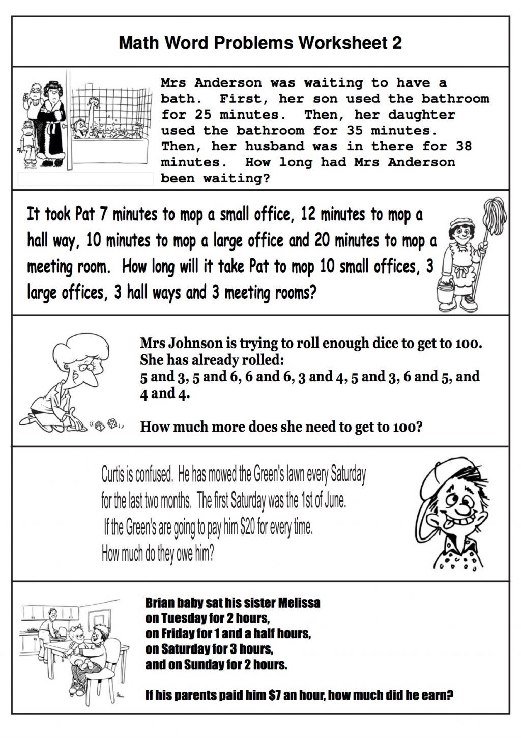 Word Problems 2nd Grade Worksheets Free