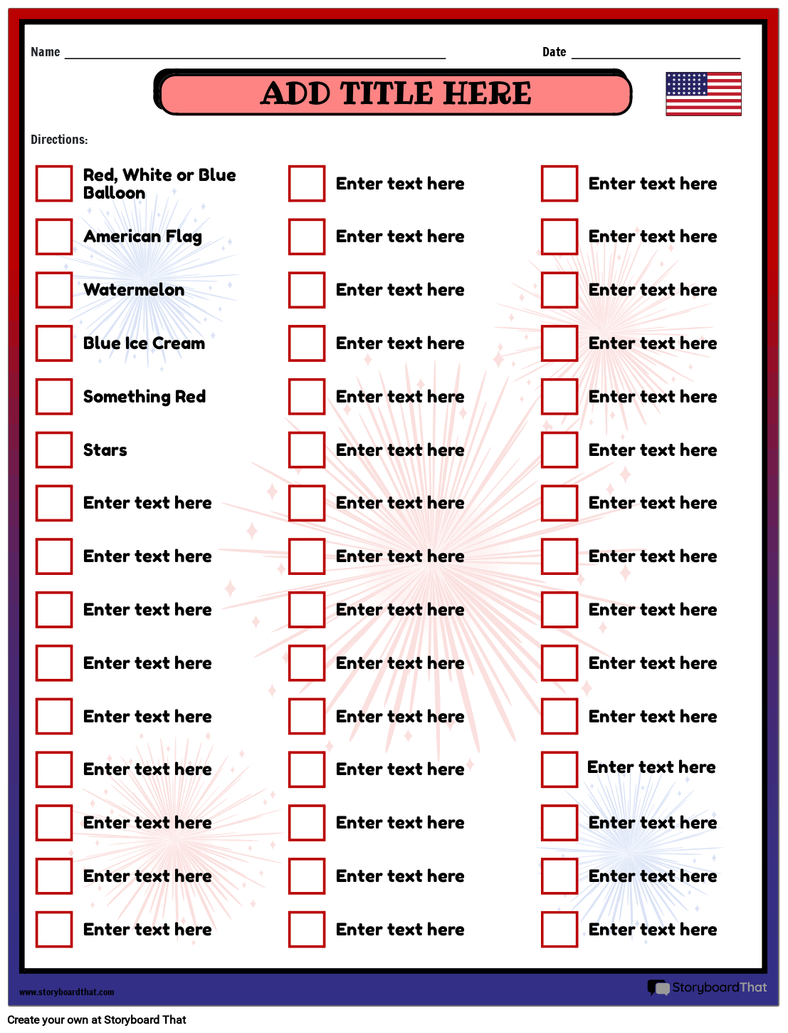 Free 4th Of July Worksheets For 2025 Storyboard That