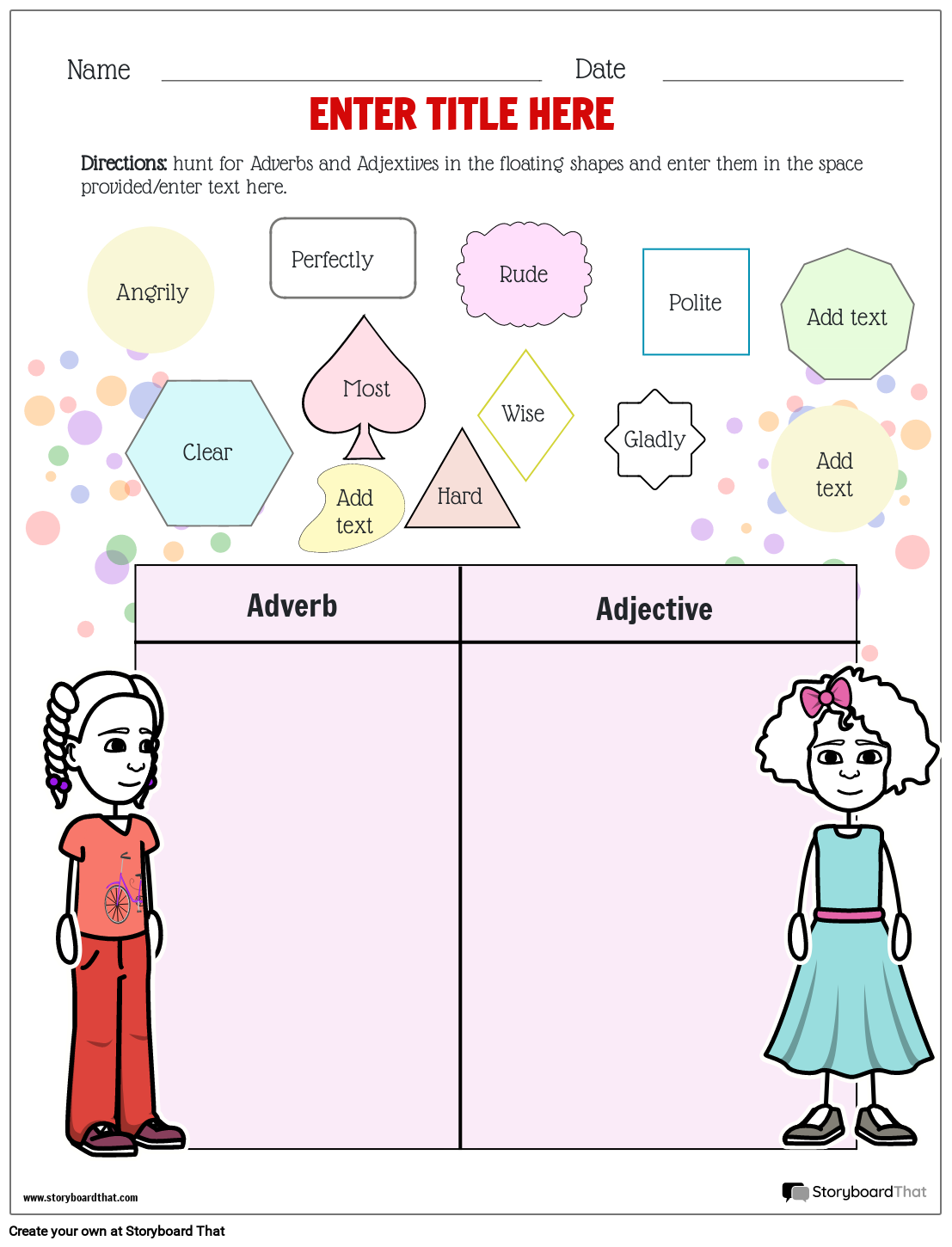 Free Adjectives And Adverbs Worksheets Printable Templates