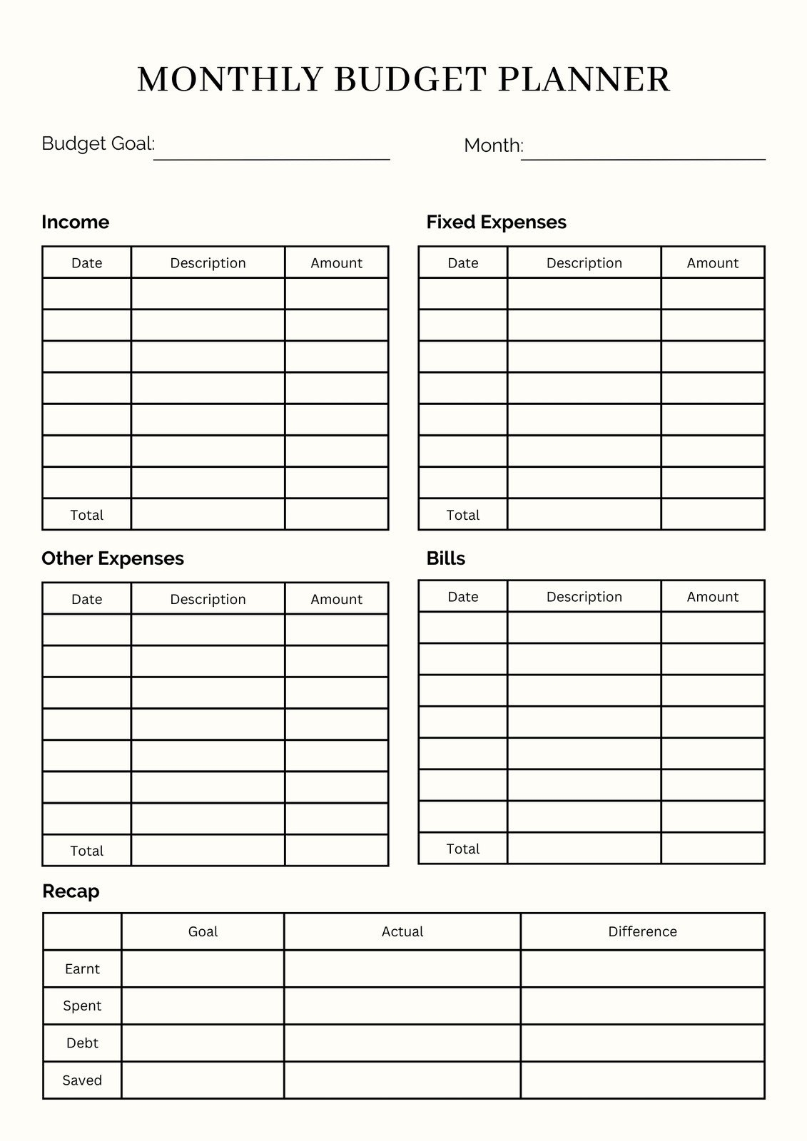 Budget Printable's Books Worksheets