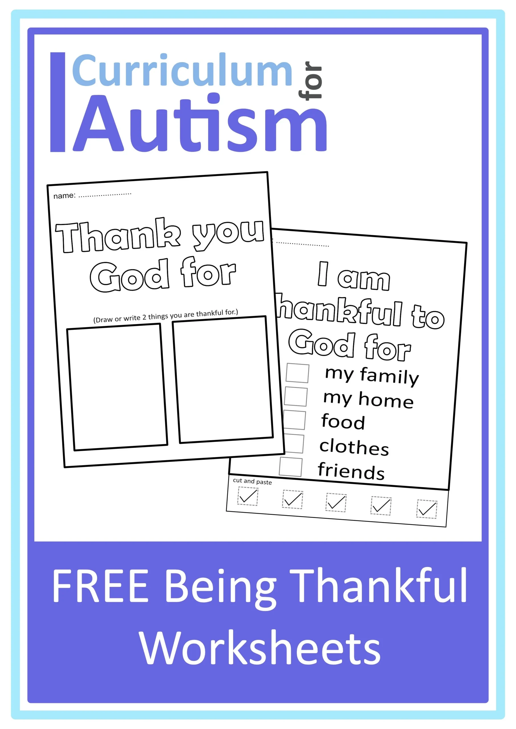 FREE Being Thankful Printables Autism Special Needs Sunday School Kids Ministry Homeschool Curriculum For Autism