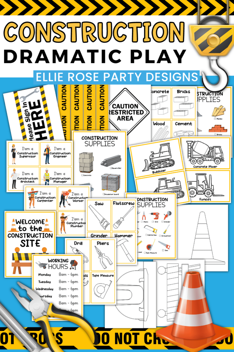 Free Construction Site Pretend Play Printables Ellierosepartydesigns