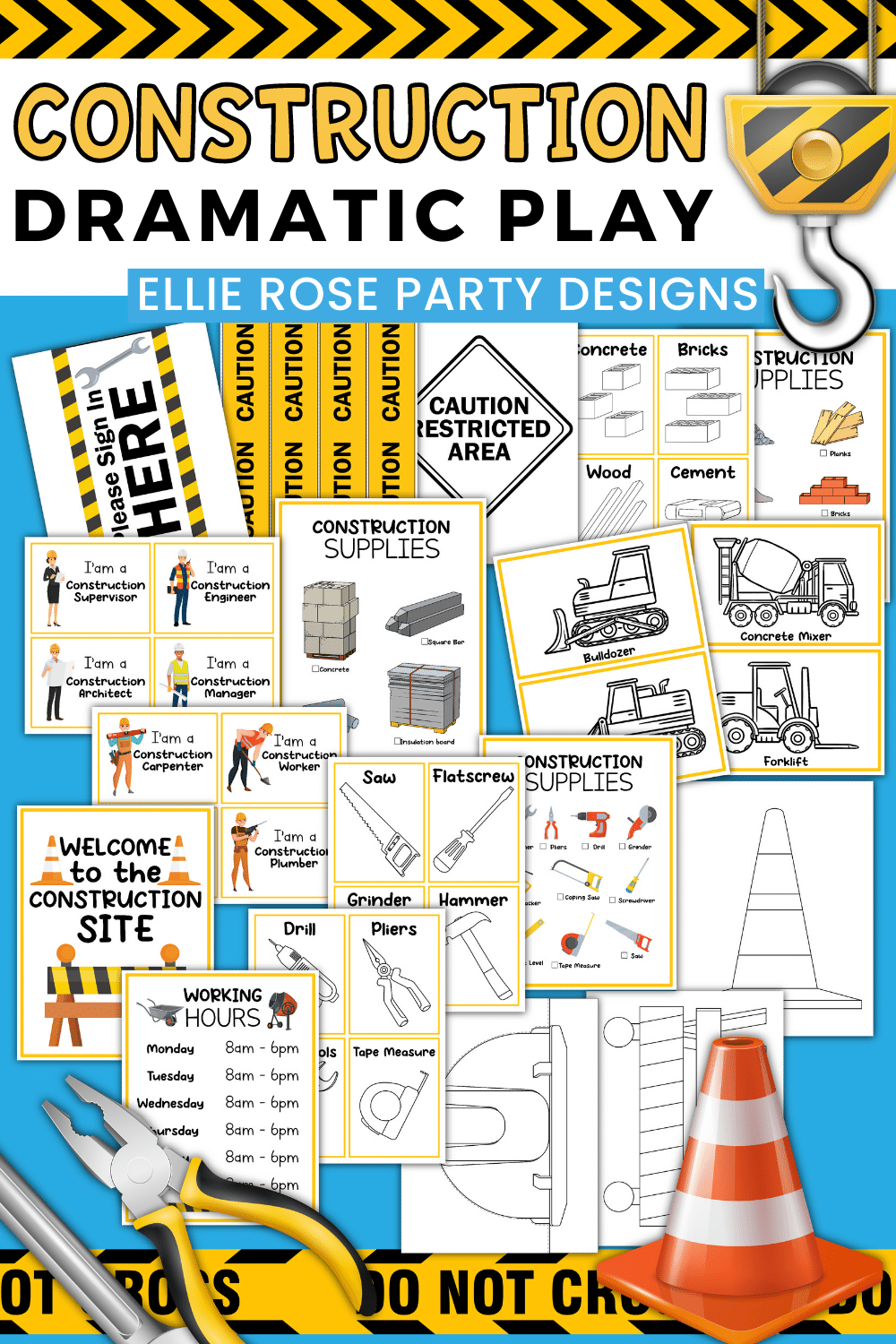 Free Construction Site Pretend Play Printables Ellierosepartydesigns