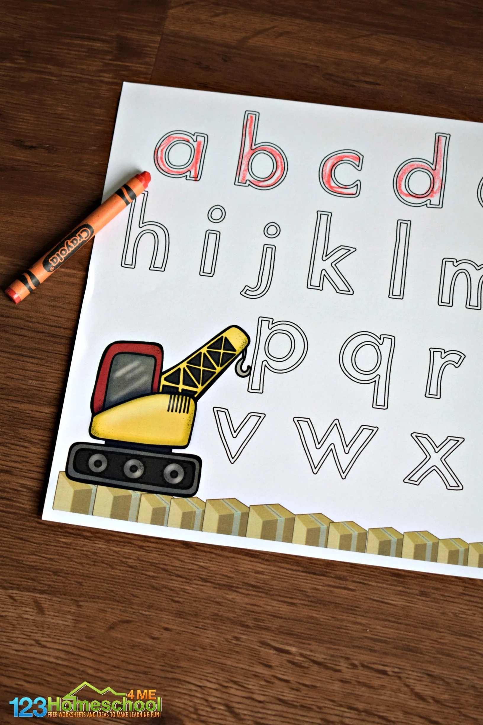  FREE Construction Theme Letter Tracing Worksheets