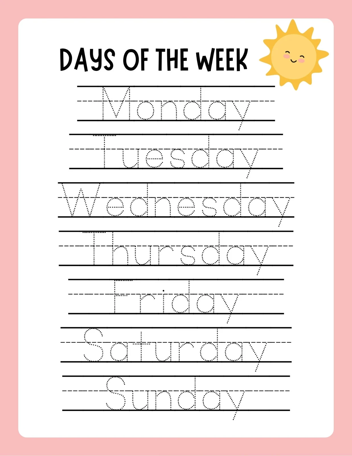 Printable Handwriting Tracing Word Worksheets