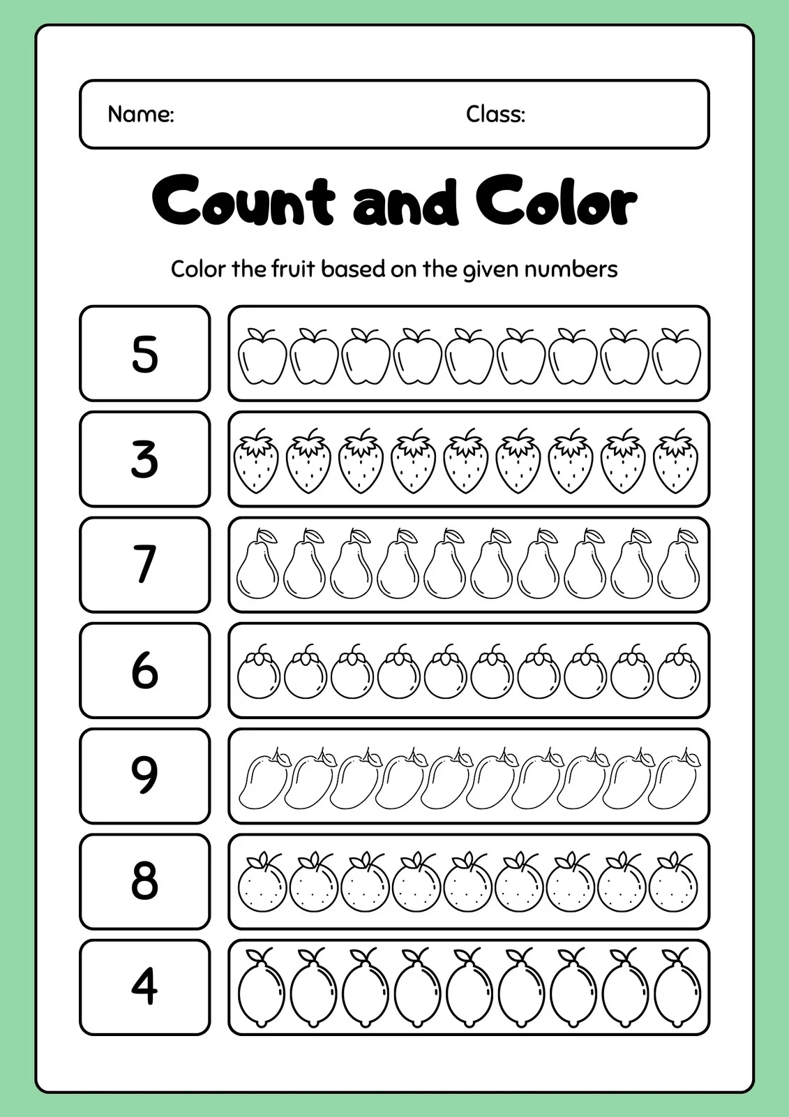 Printable Pre K Worksheets