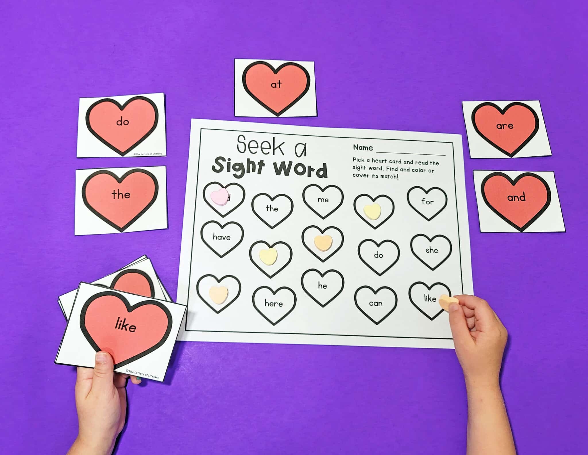 Kindergarten Valentine Sight Word Worksheets