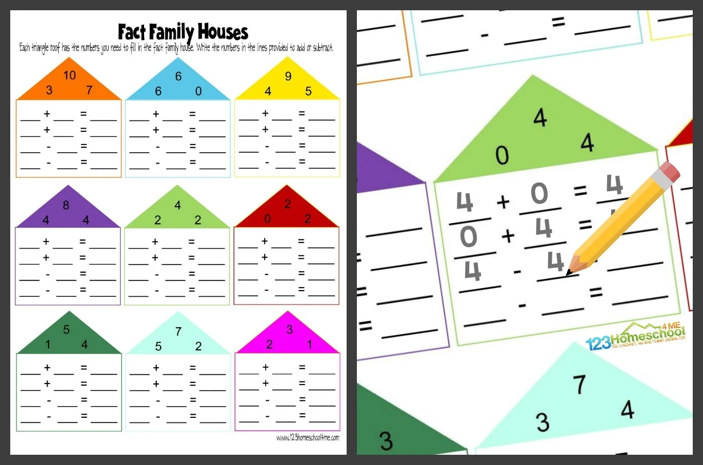 Fact Family Worksheets Printable