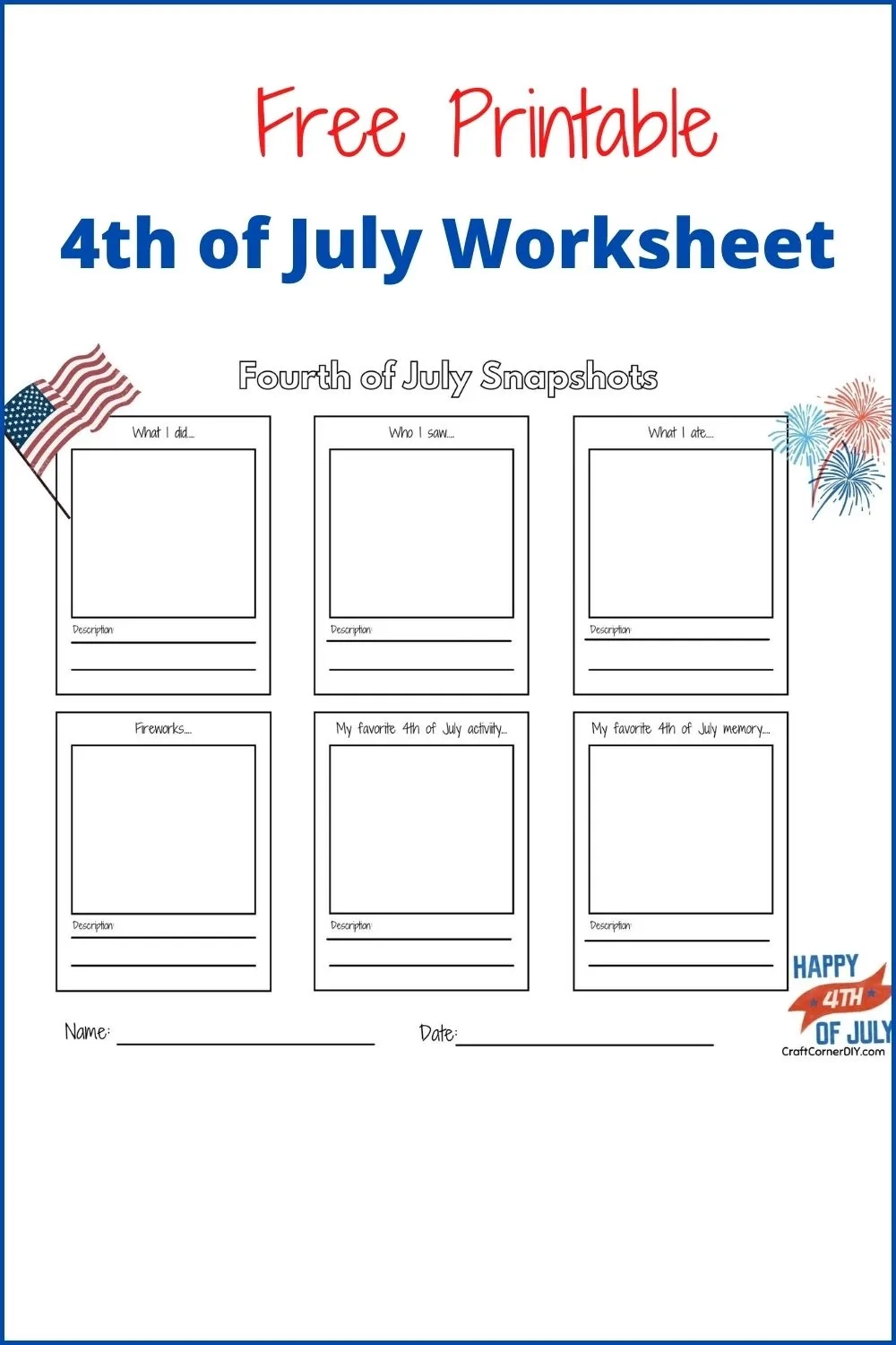 Free Fourth Of July Printable For Kids Craft Corner DIY