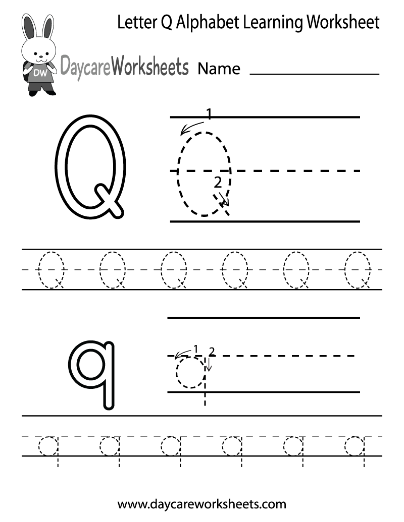 Preschool Worksheet Letter Q