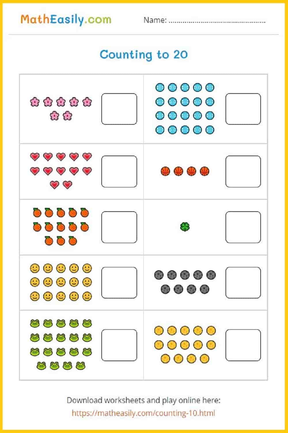 Kindergarten Worksheets Math 1-20