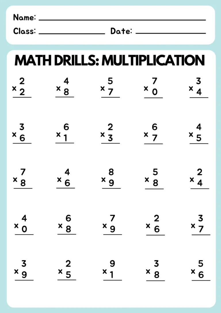 Free Multiplication Worksheet To Use And Print Canva
