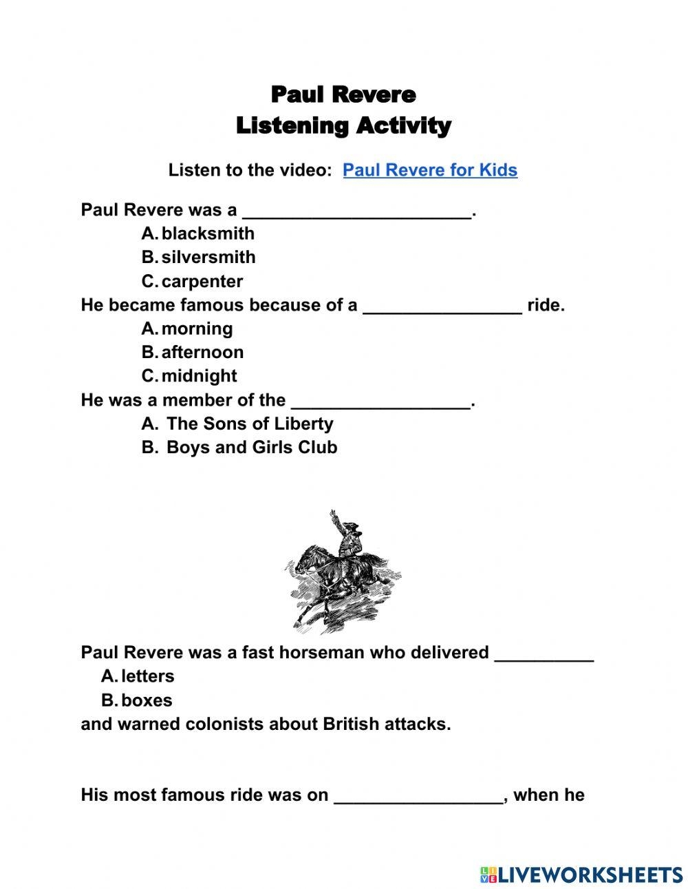 Free Paul Revere Worksheet Download Free Paul Revere Worksheet Png Images Free Worksheets On Clipart Library