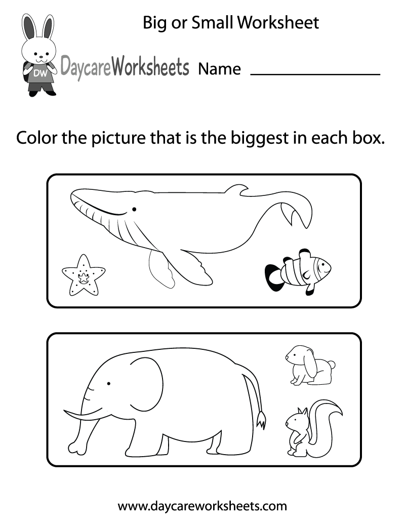 Big And Small Worksheet For Preschoolers