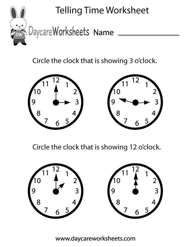 Teach Time Worksheets Preschool