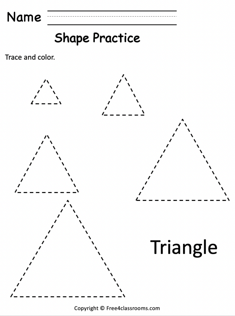 Free Preschool Tracing Worksheet Triangle Shape Free Worksheets Free4Classrooms