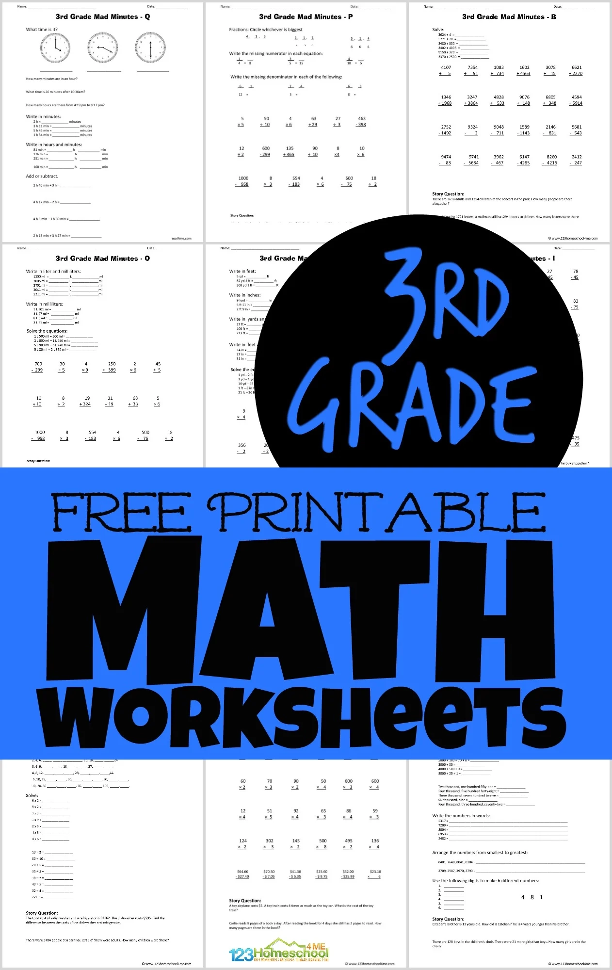 Maths Free Printable Worksheets Grade 3