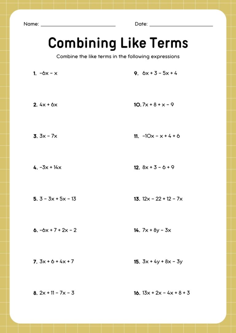 Free Printable 8th Grade Math Worksheet Templates Canva